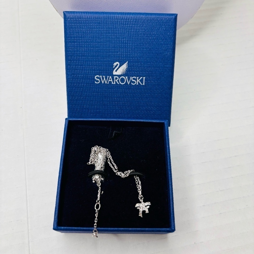 New SWAROVSKI Silver Rhodium Plated Small Bow Necklace